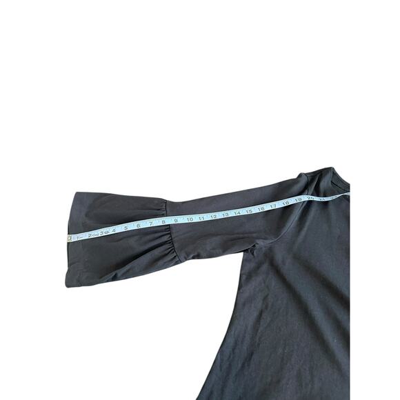 J.Crew Shirt Black Basic Classic Casual Work Crewneck Bell Sleeve Large - Picture 9 of 10